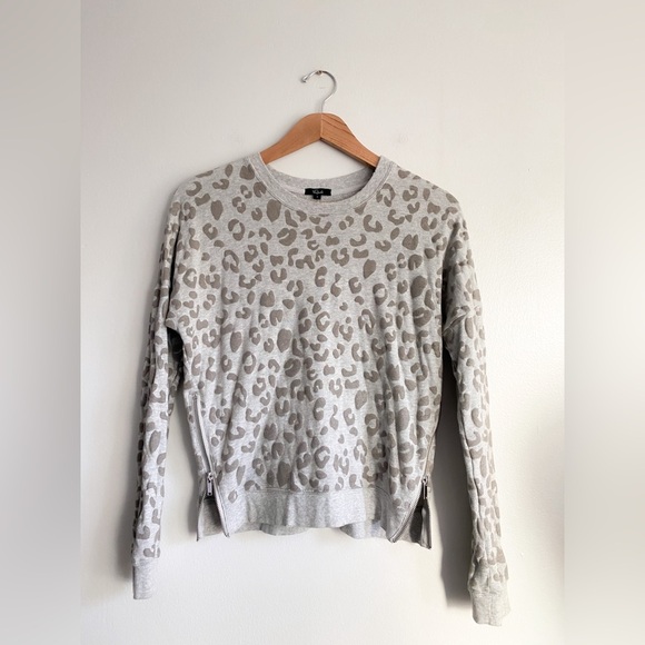 RAILS Leopard Animal Print Sweater Pullover Sweatshirt Marlo Flocked Grey Modal - Picture 10 of 13